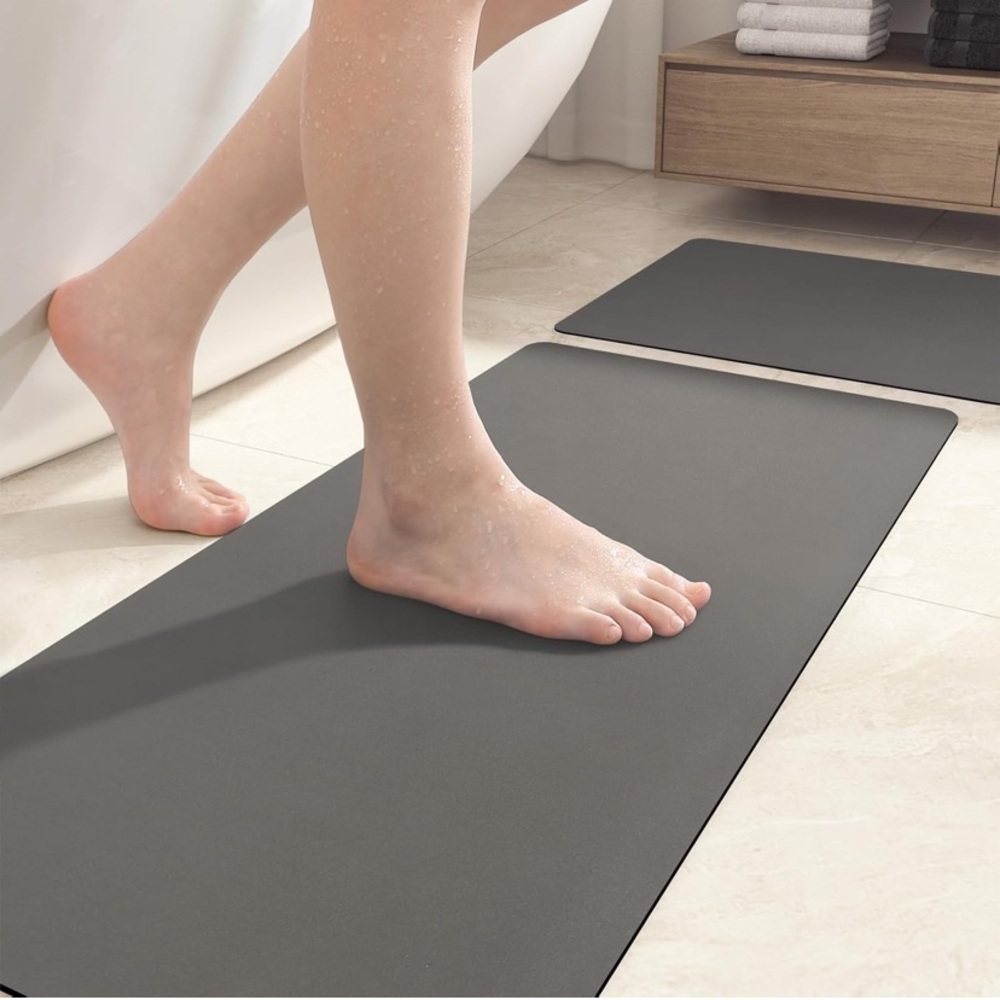 Modern Gray Bath Mat, Color & Geometry, 2 pc, super absorbing